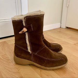 NIB Brilliant Waterproof Dark Brown Suede Fur Boots